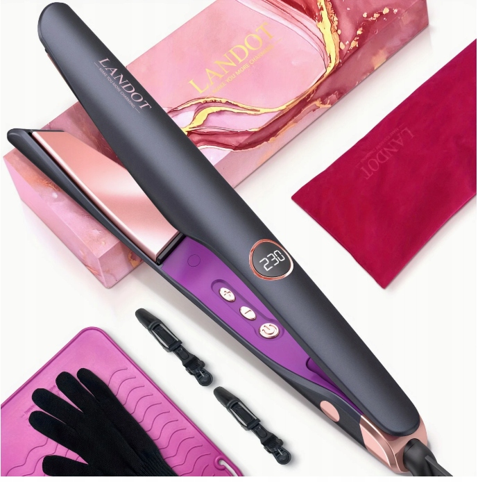 Žehlička Na Vlasy na vlasy 2v1 s titanovými destičkami Landot 120-230 °C
