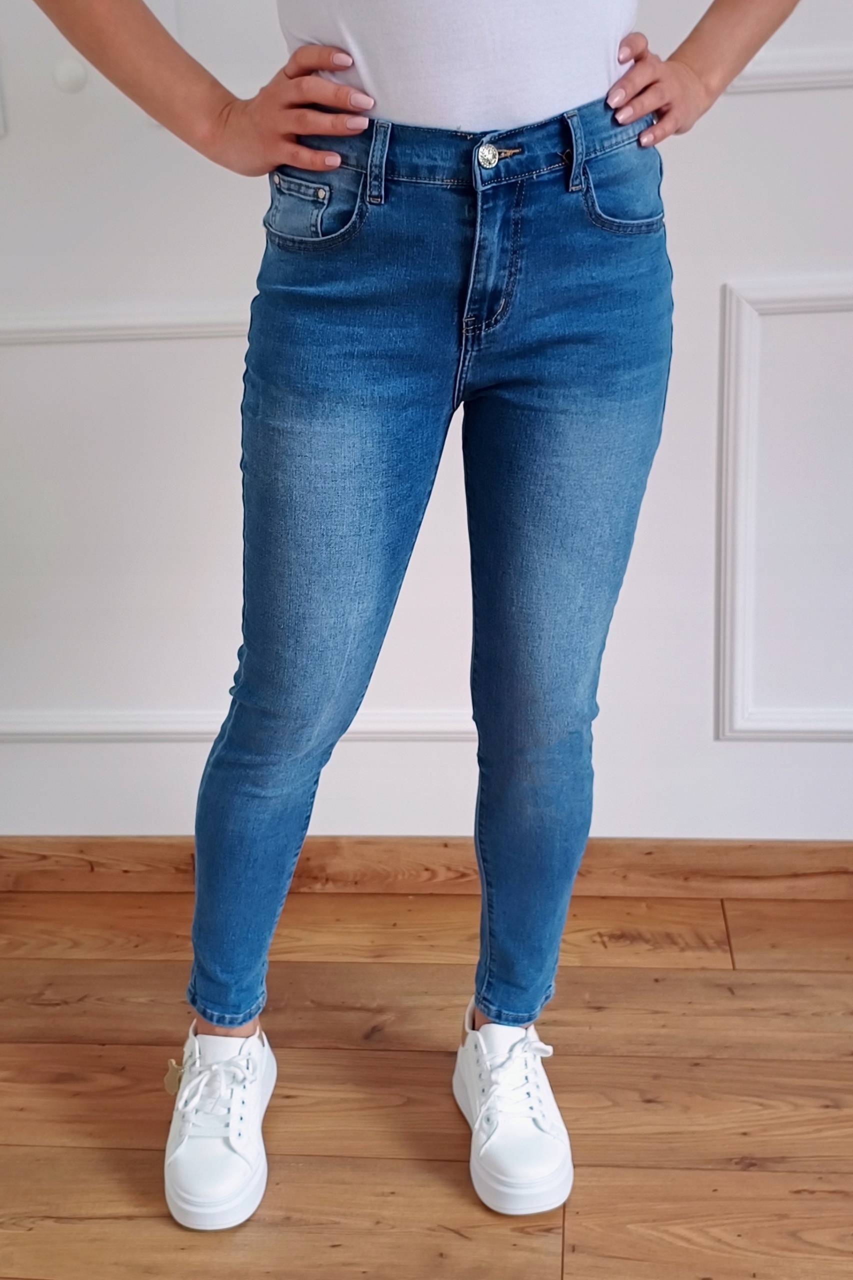 BS03 Spodnie Jeansy Zapinane GUMKA w pasie Wyszczuplające 46 / 3XL Rozmiar 46