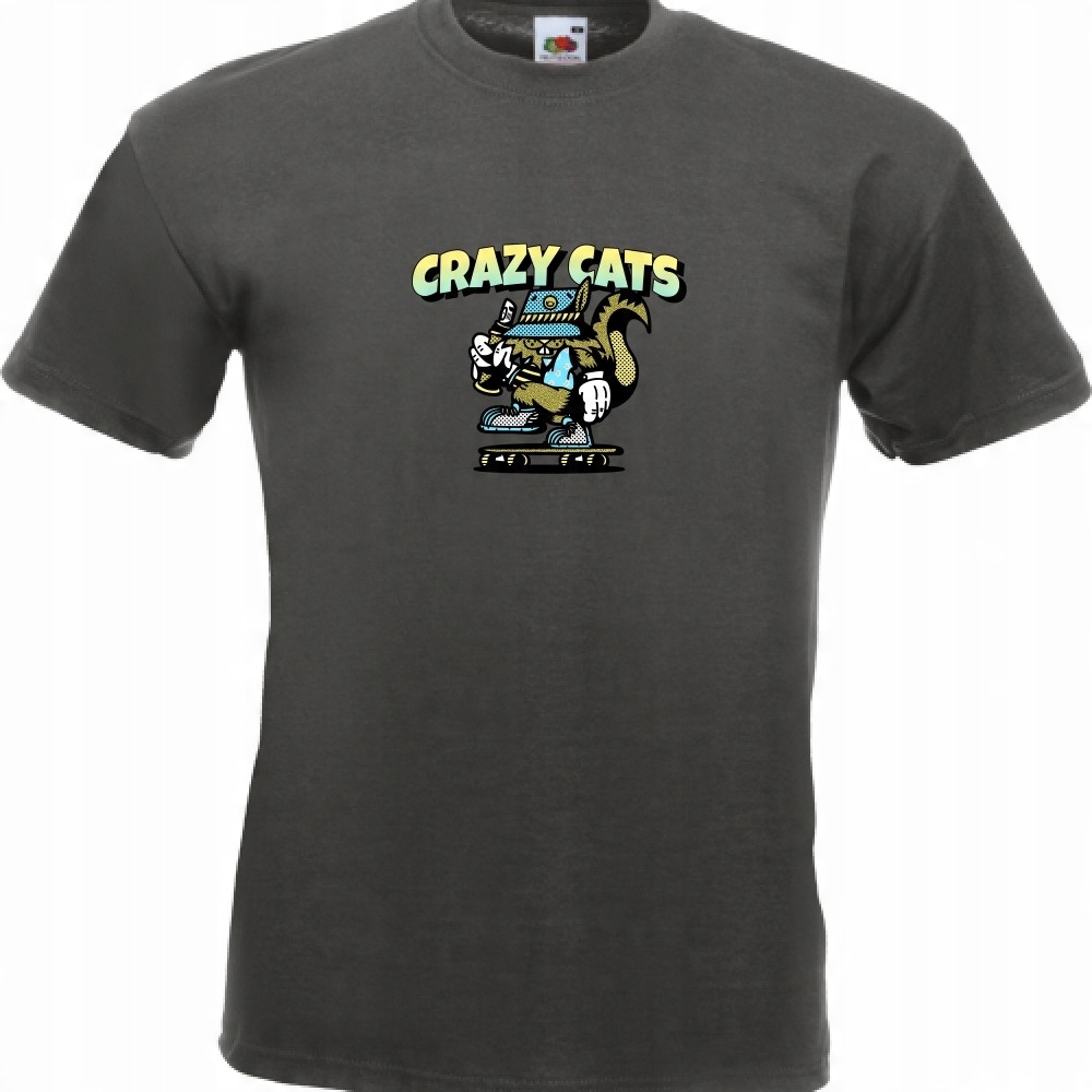 

Koszulka crazy cats szalony kot L grafitowa