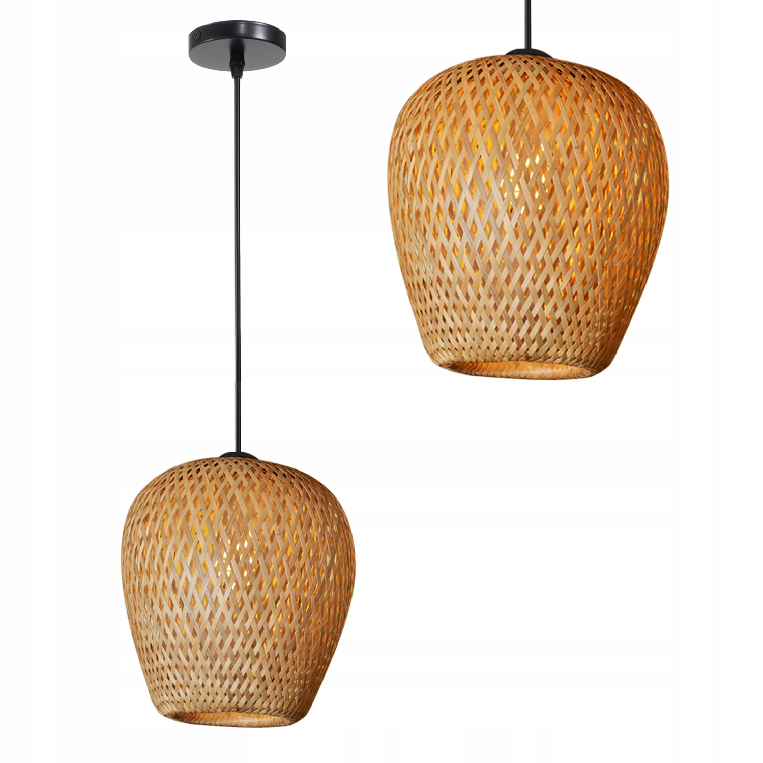 

Lampa Wisząca Naturalna Boho Bambusowa Pleciona