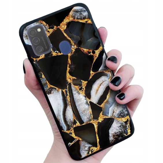 

Etui matowe do Samsung M21 guma wzory + Szkło