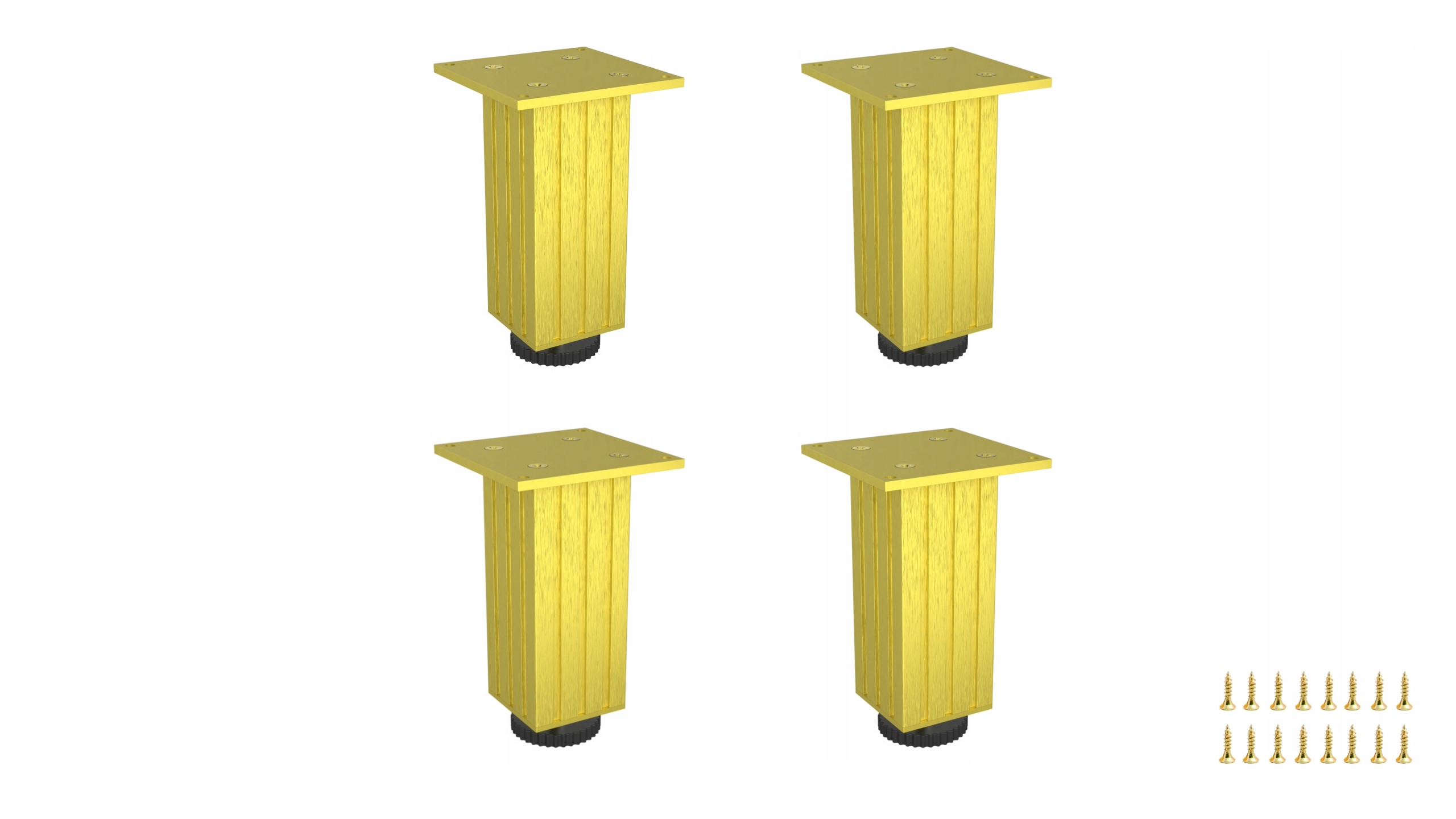 4 x Kovová Hliníková Nábytková Noha Nastavitelná H 15 cm Zlatá Velká Nosnost