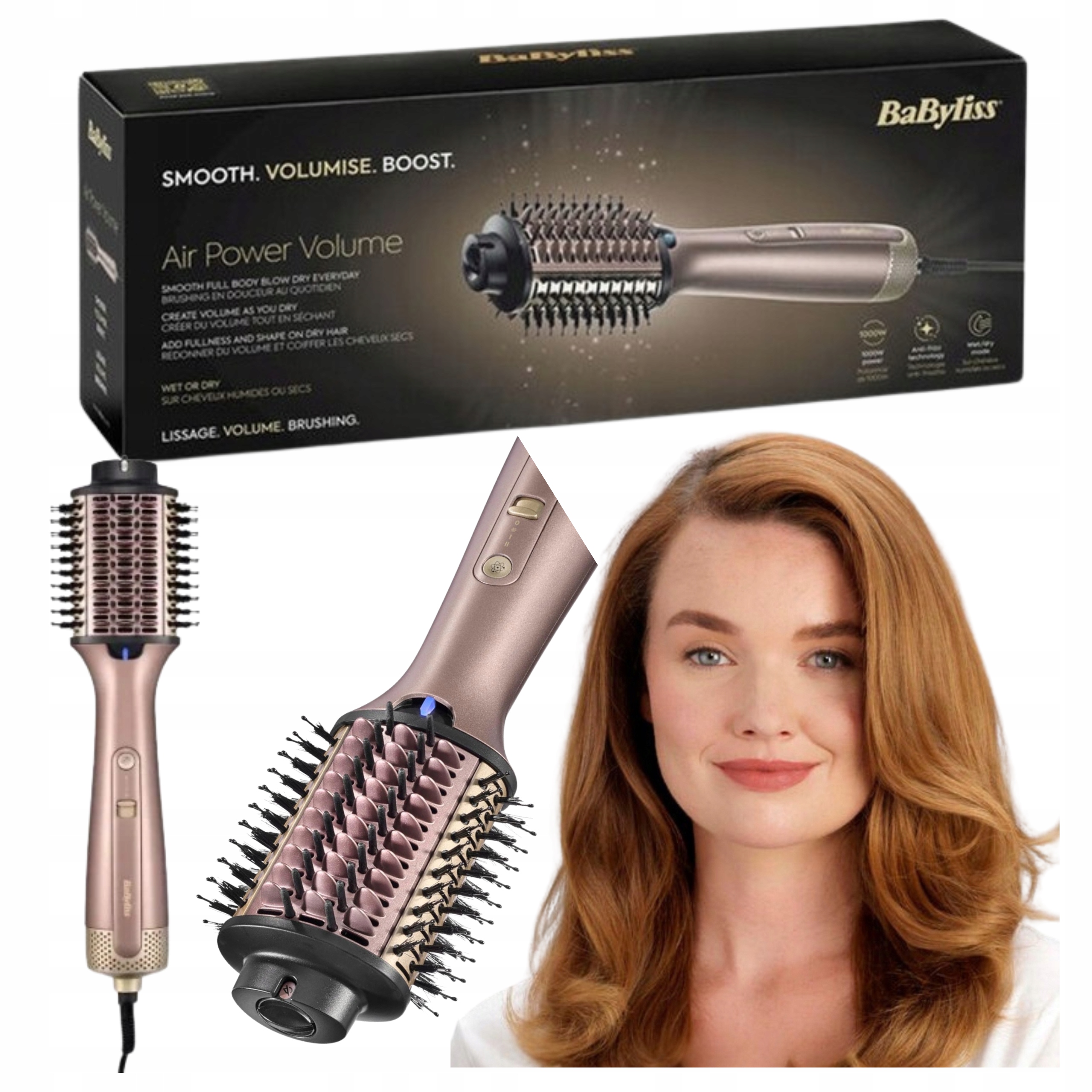 Babyliss Suszarko Lokówka do Włosów Air Power Volume 1000W AS95E Jonizacja
