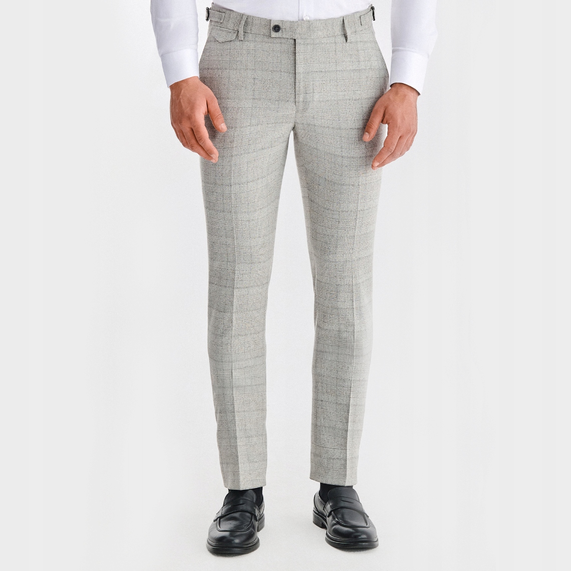 Šedé kostkované oblekové kalhoty Glen check Pako Lorente vel