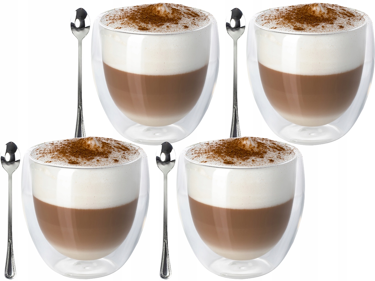 ZESTAW 4 szt. SZKLANKA TERMICZNA 235 ML KAWA LATTE
