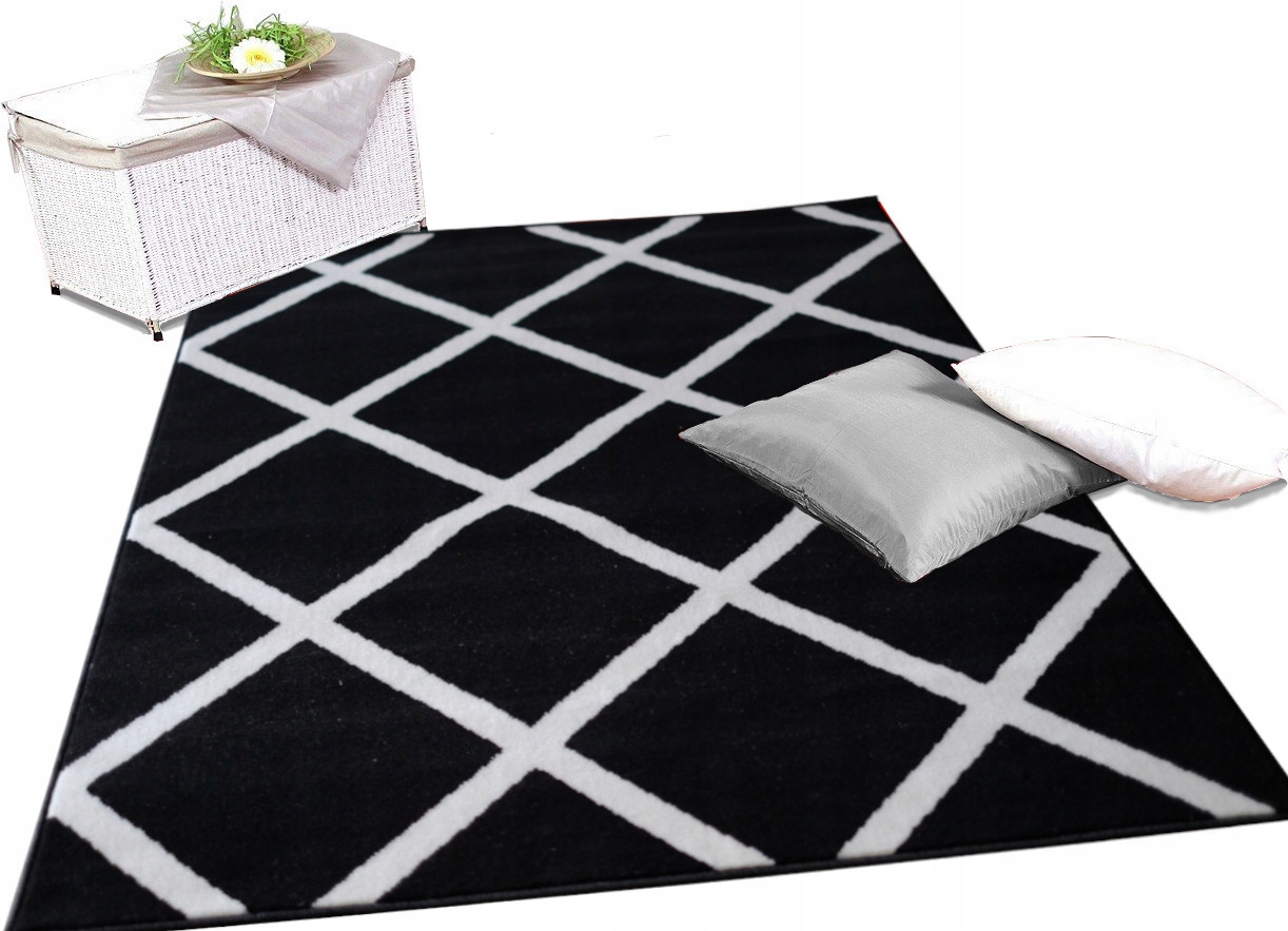 

Miękki dywan 120X170 Bcf pluszowy włos czarny