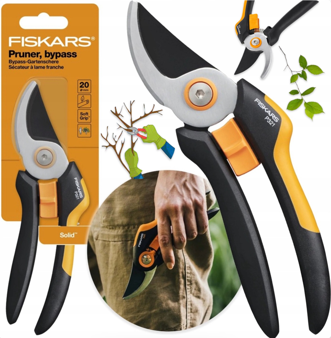 Zahradní nůžky Fiskars ruční nůžky na větve Oldman Zahradnické Nářadí 26 cm