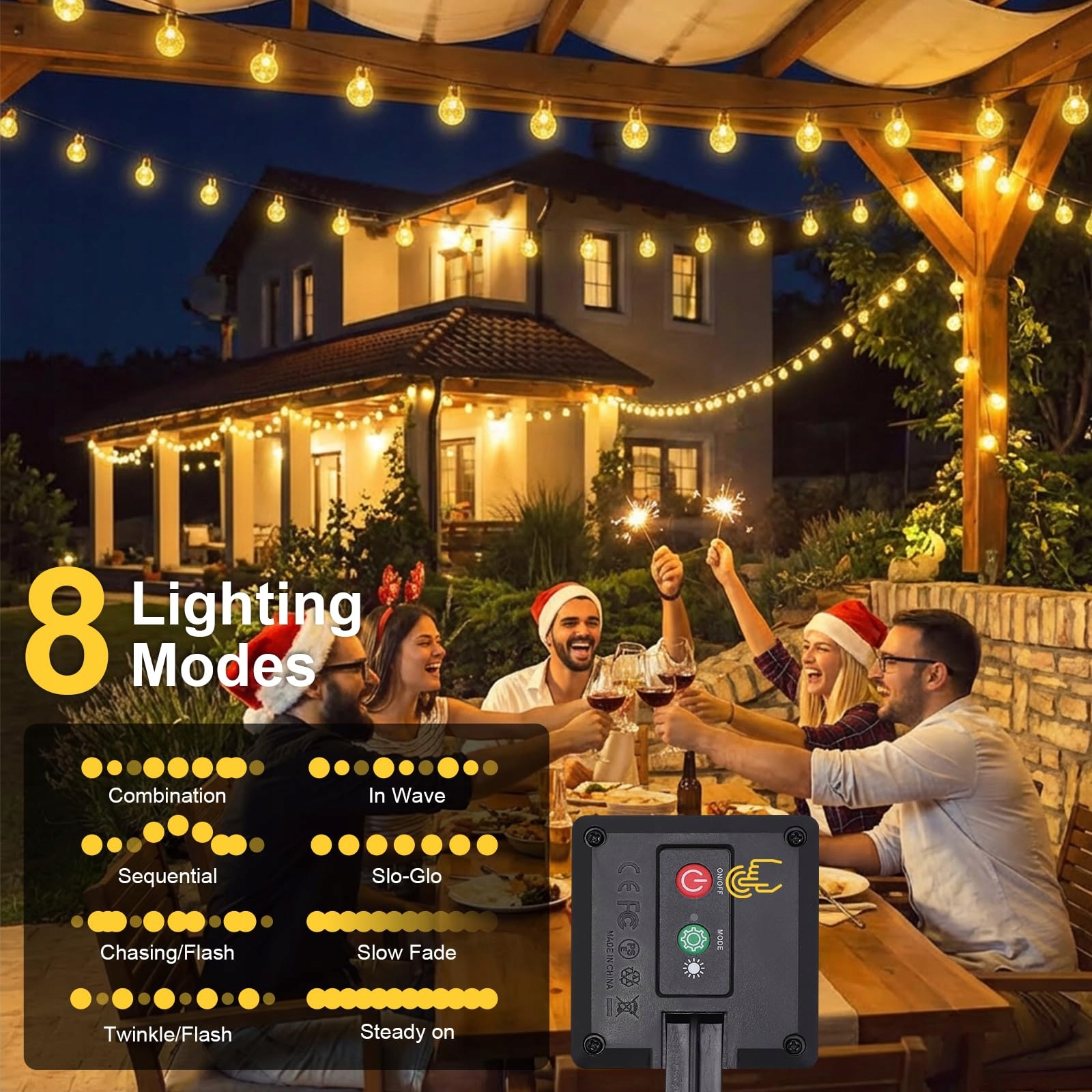 LIYADE Solarna Girlanda Zewnętrzna 8M 40LED IP65 Ogród Balkon Taras — miniatura 4