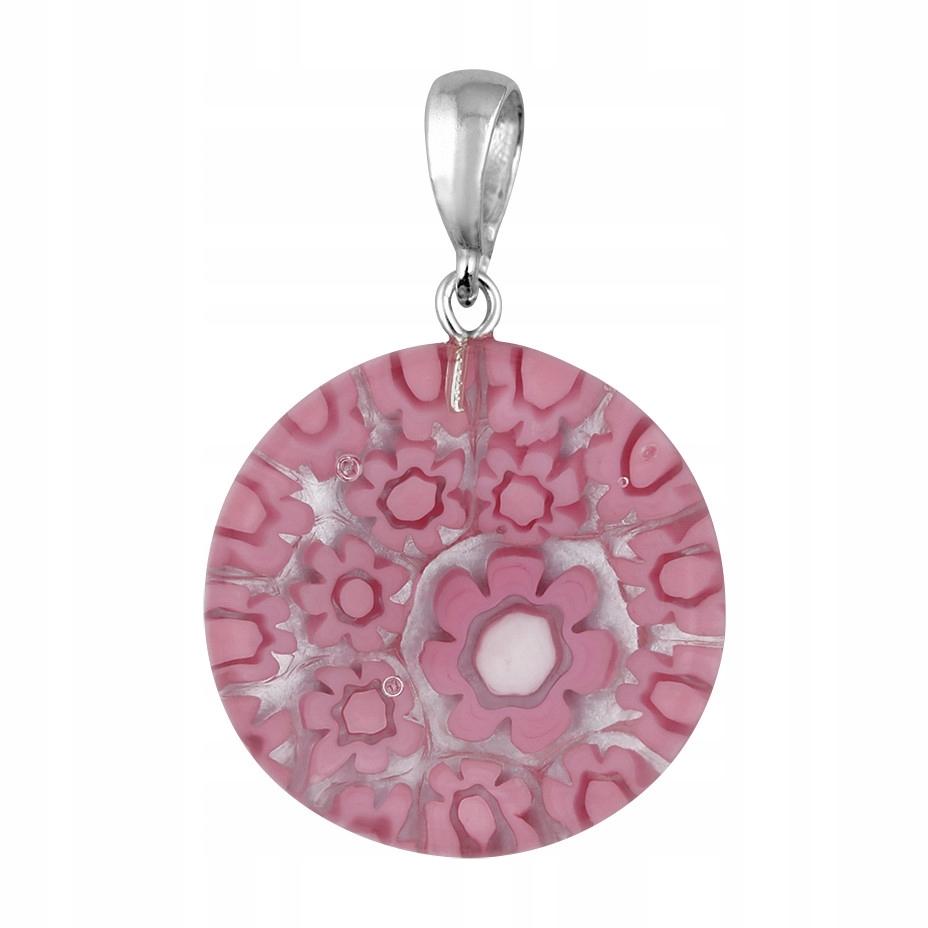 Dámský růžový přívěsek Harf sklo murano kolečko