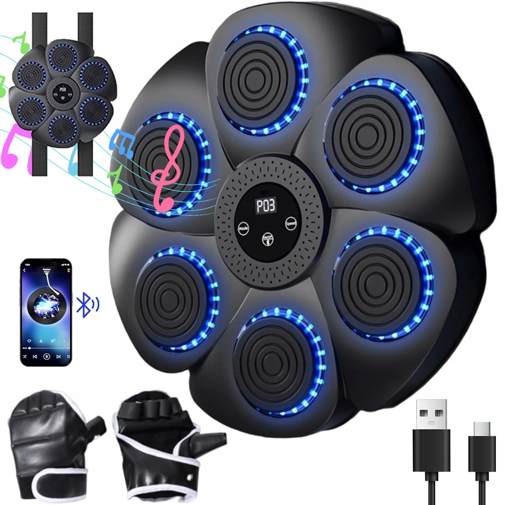 Hudební Boxovací Stroj Rhythm Wall Target Boxovací Stěna Flare Černá