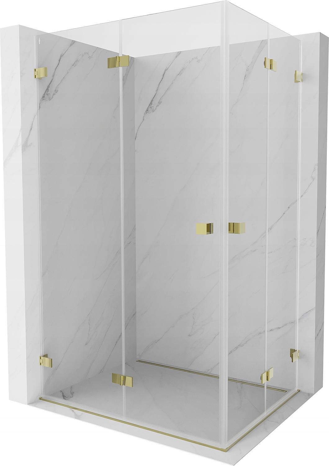 Mexen Lunar-F Sprchový kout 80x70cm, zlatý hliník, transparentní sklo