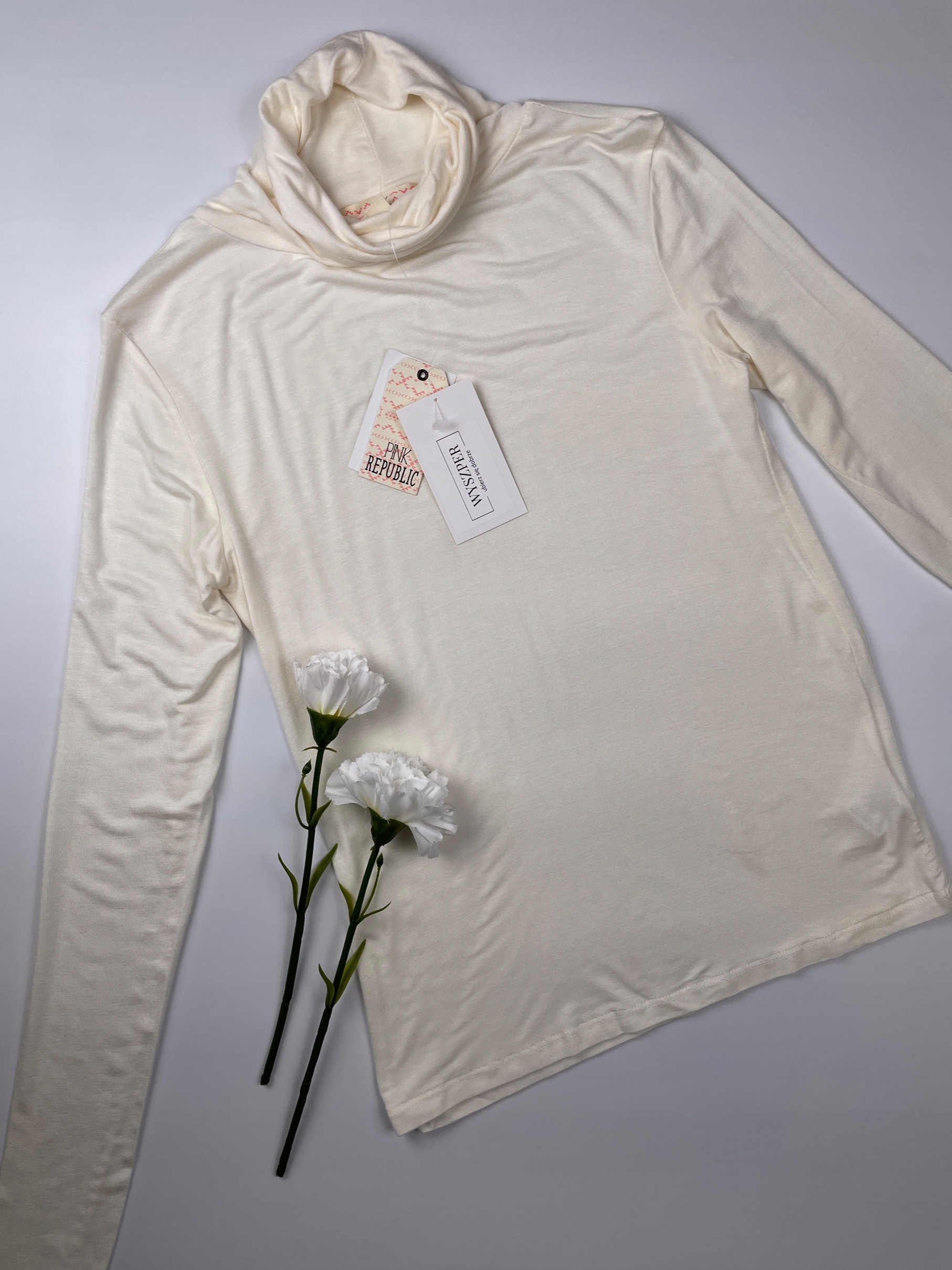 Golfik damski cienki ecru rayon gładki basic PINK REPUBLIC r. S Marka inna