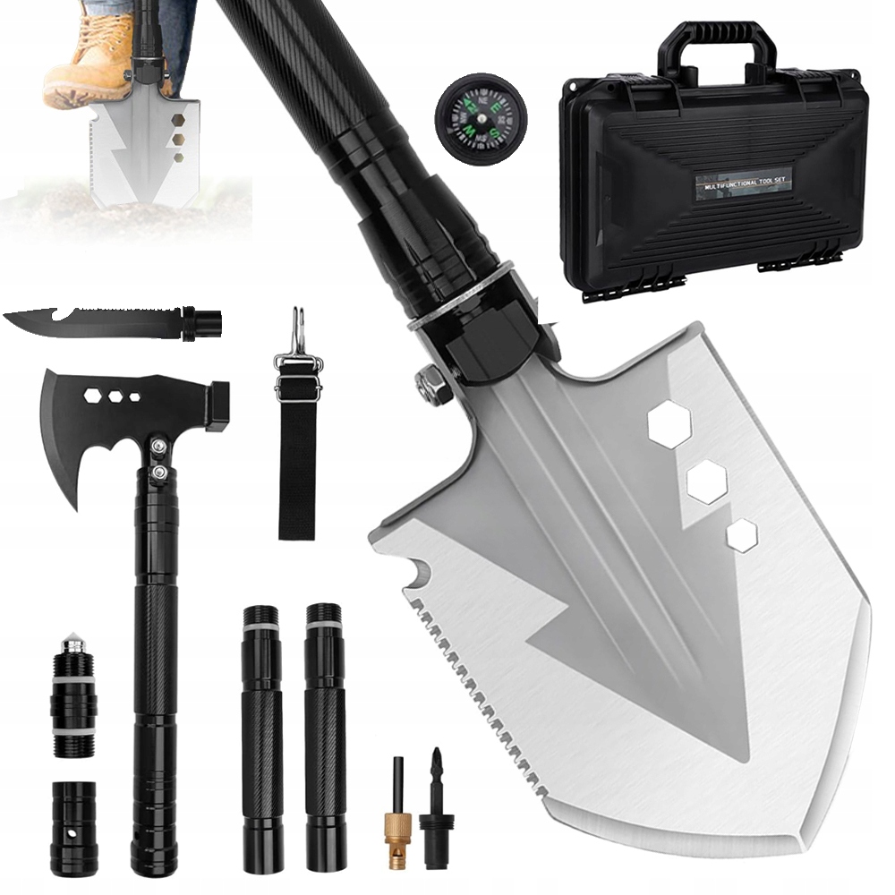 Mini Turistická Saperka Skládací Vojenská Lopata S Kompasem Odolná