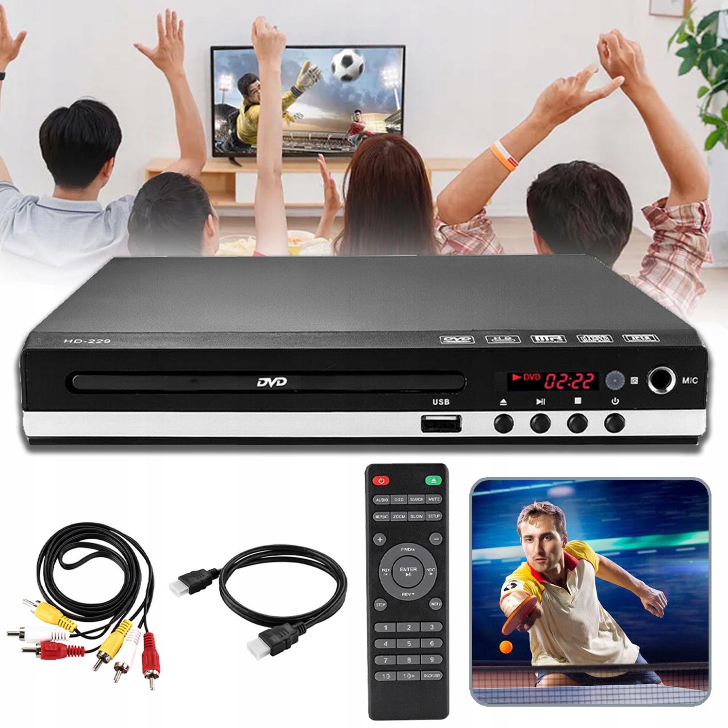 DVD Přehrávač Pro Televizor, S Dálkovým Ovládáním, S Porty Hdmi