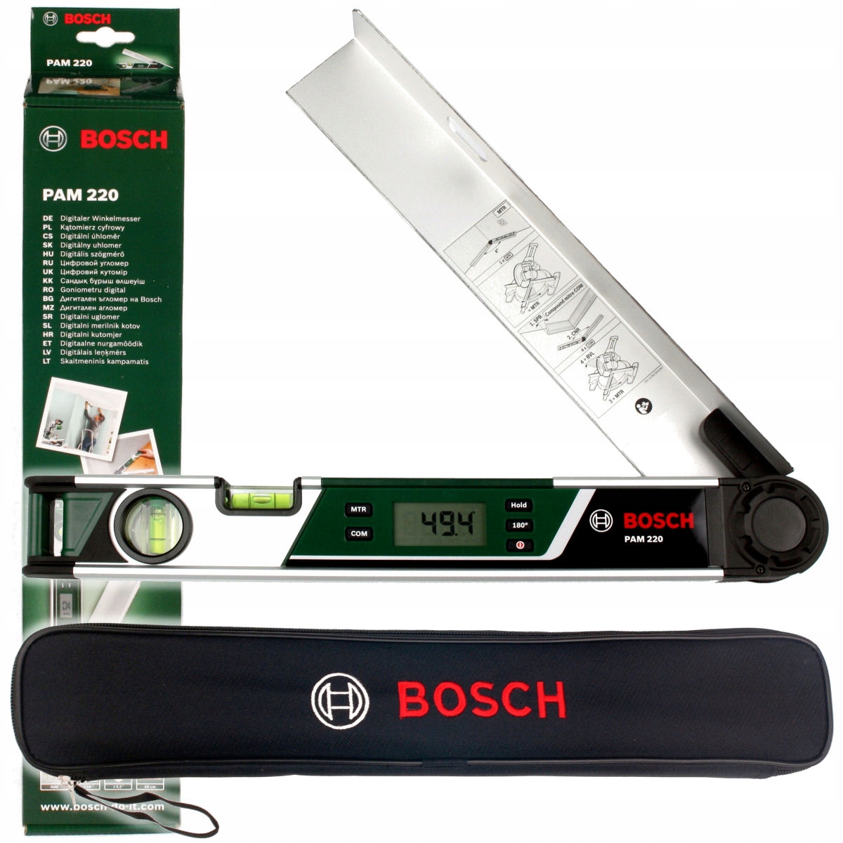 

Kątomierz cyfrowy Pam 220 Bosch pokrowiec