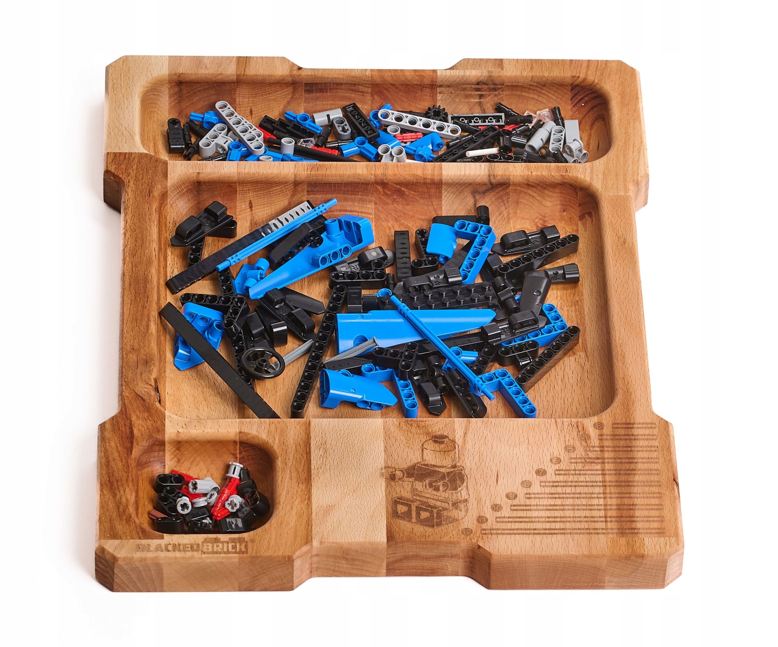 Bukový pravý Organizér Blacked Brick na skladanie kociek Lego