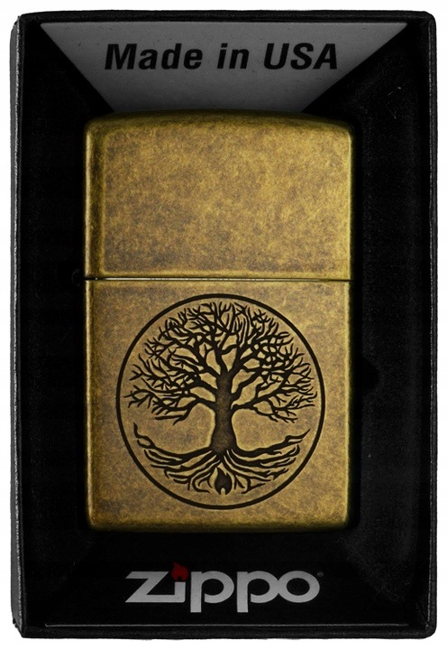 Zapalovač Zippo Tree Of Live Antique Brass 60005187 Větruodolný benzín