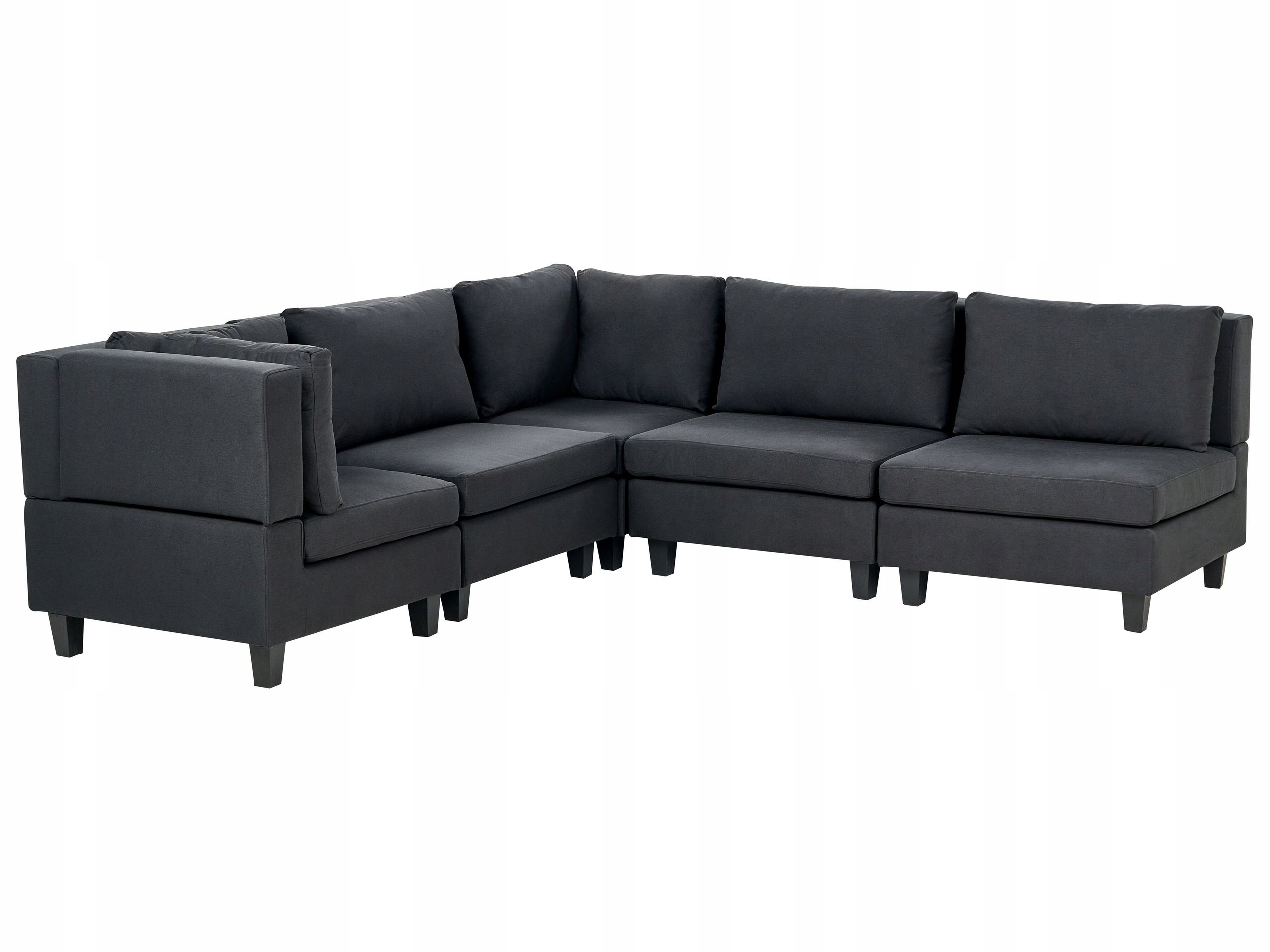 Narożna sofa modułowa tapicerowana 5-osobowa czarna