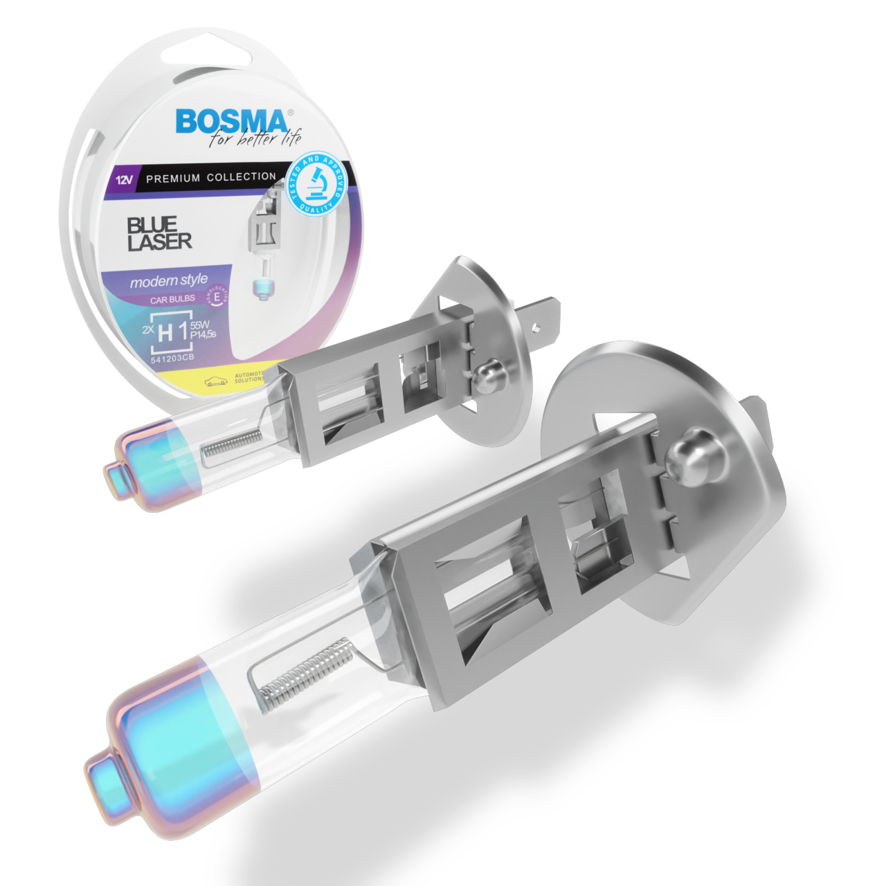 2x ŻARÓWKI HALOGENOWE H1 - 12V 55W 3000K P14,5s - BOSMA Premium Blue Laser