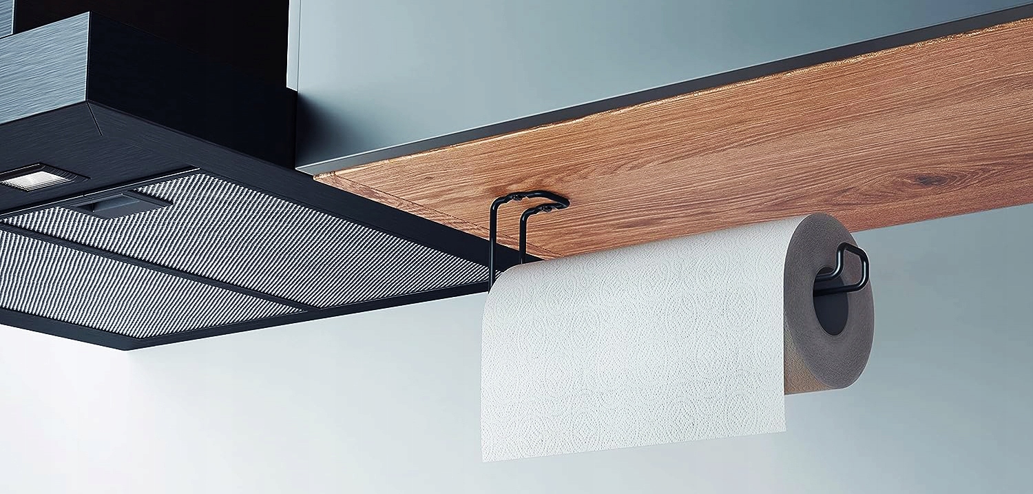 MARKOWY WIESZAK UCHWYT ŚCIENNY NA RĘCZNIK KUCHENNY PAPIEROWY STOJAK SWISS Kolor czarny