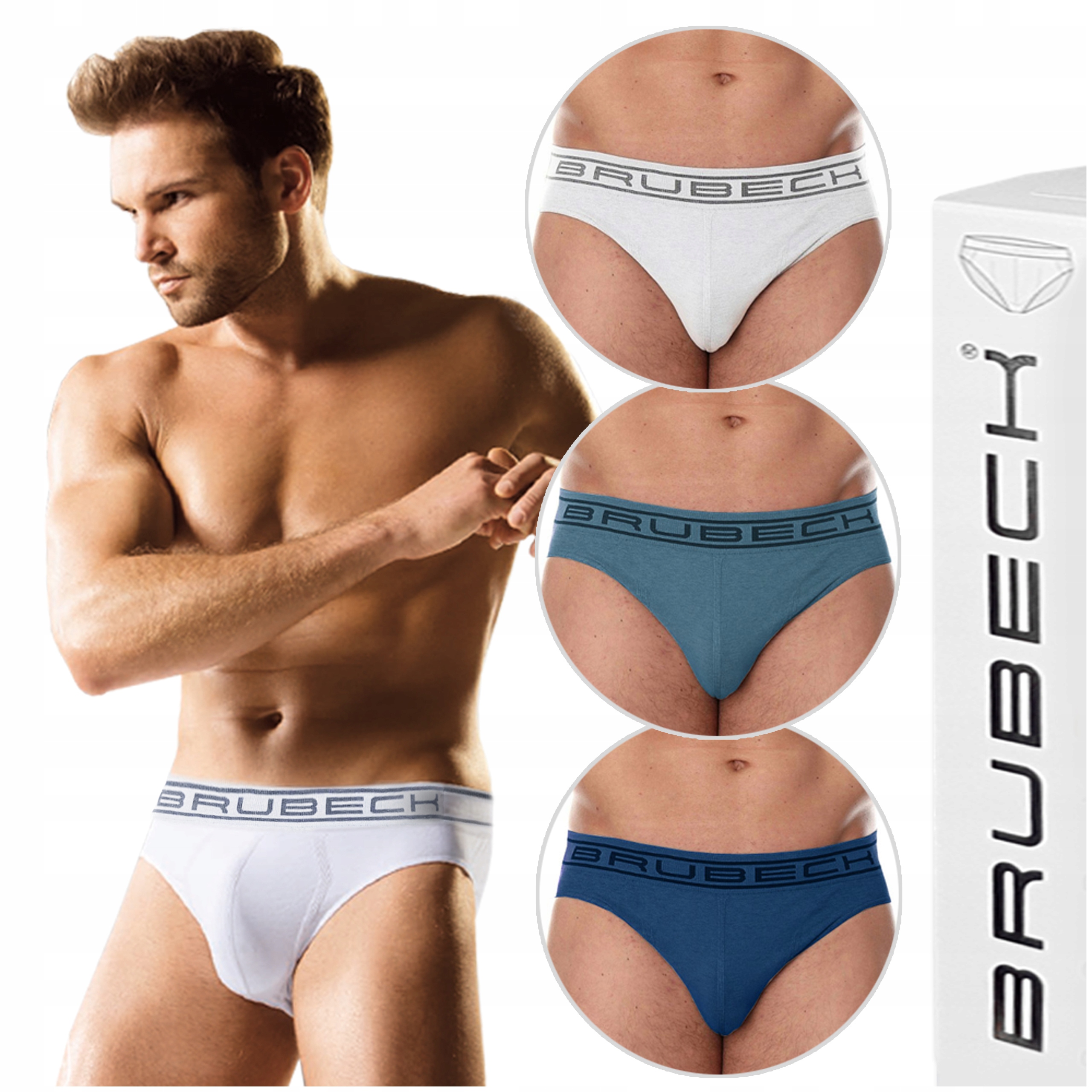 3x Brubeck bezszwowe slipy męskie majtki bawełniane Premium *L