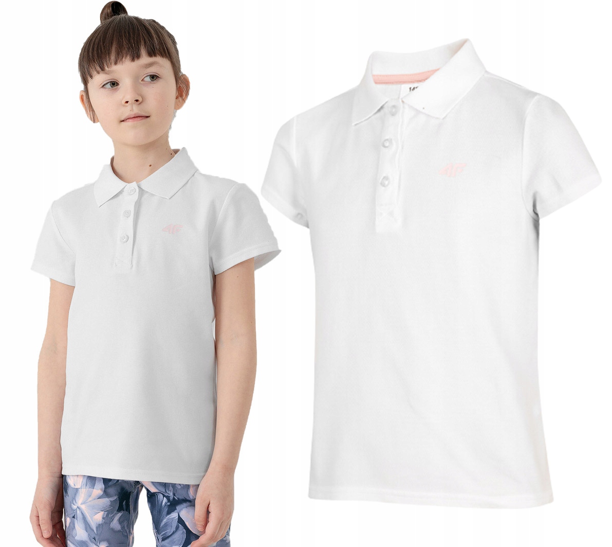 

T-shirt dziewczęcy Polo 4F JTSD004 biały 158.
