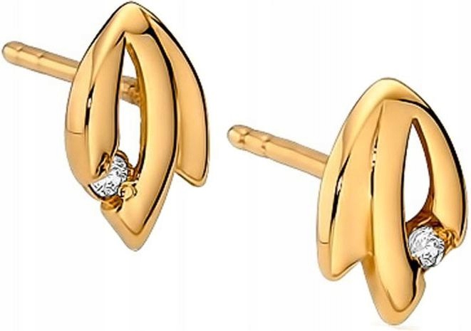 Jemné zlaté náušnice 585 s diamanty, puzety, 14k, jako dárek