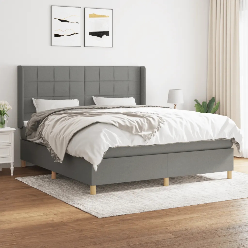 Box spring postel s matrací tmavě šedá 160x200 cm textil Šedá 3132002