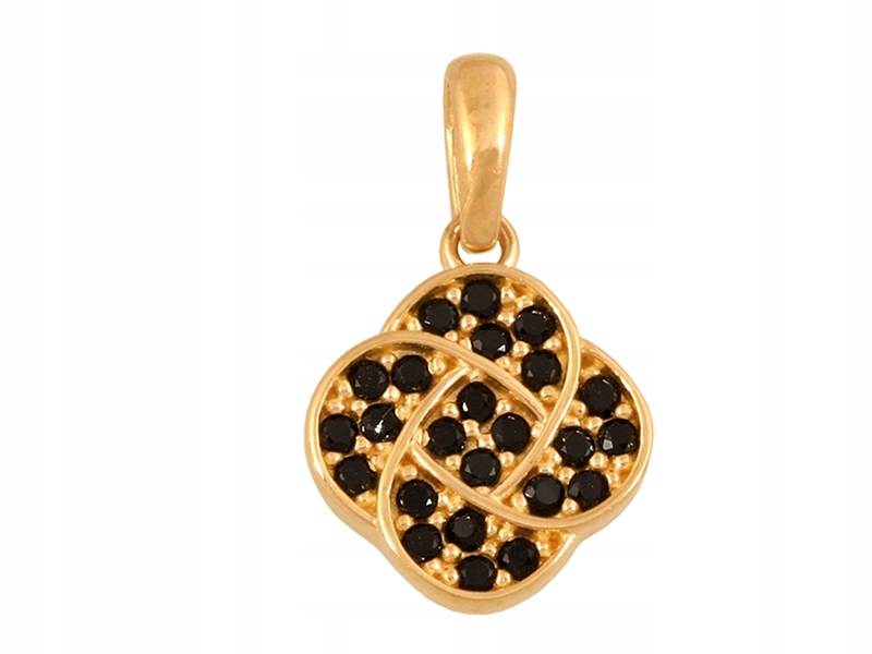 Zlatý přívěsek 585 černý čtyřlístek květ 1g ideální jako dárek 14k