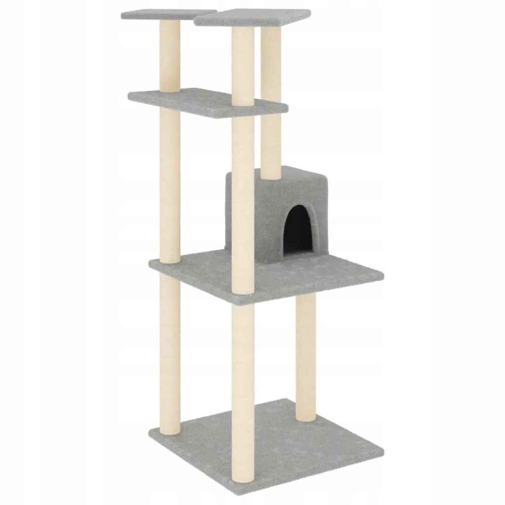 Levně vidaXL Škrabadlo pro kočky, se sisalovými sloupky, světle šedé, 123 cm