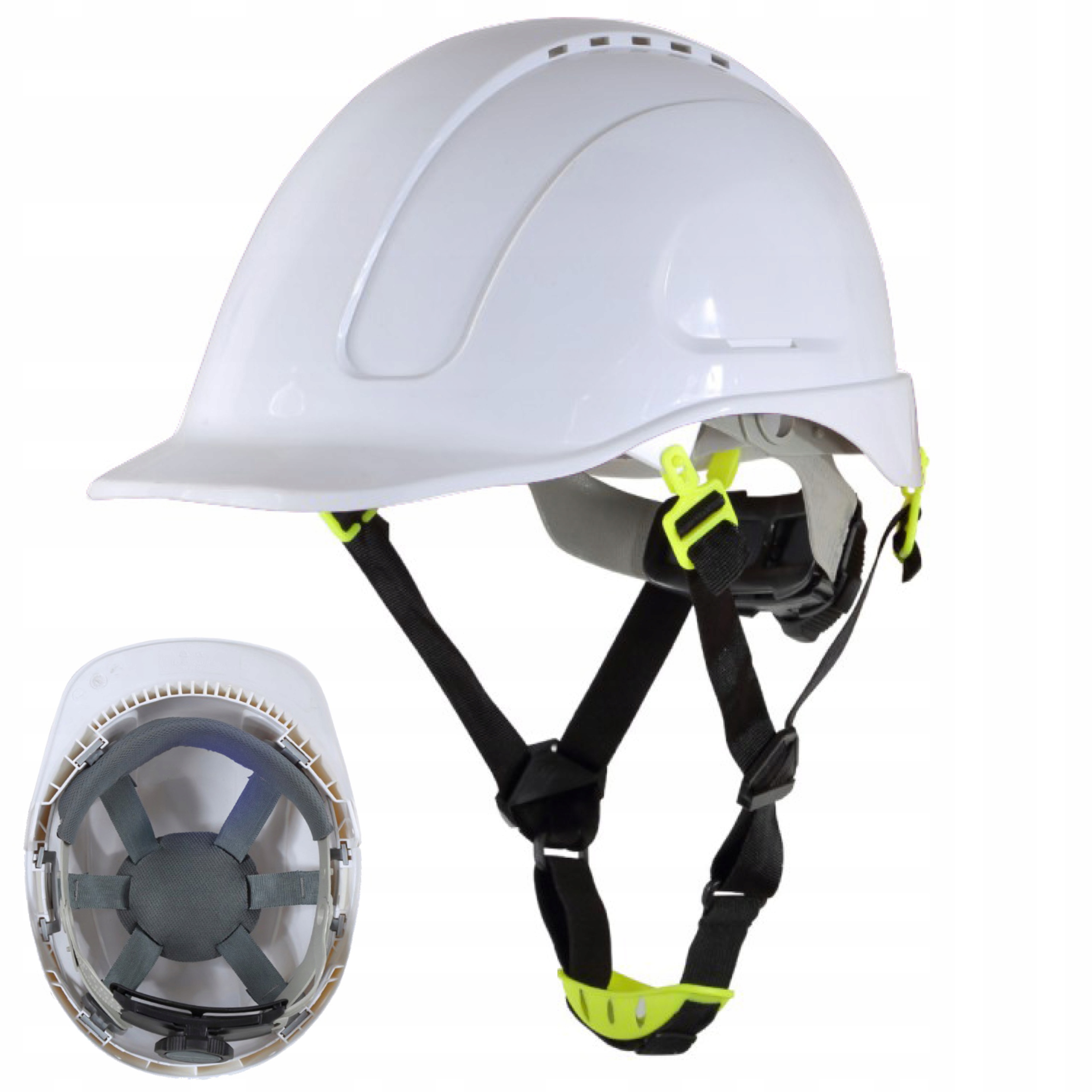 HEŁM KASK OCHRONNY BHP roboczy budowlany wysokościowy wentylowany 4p BIAŁY