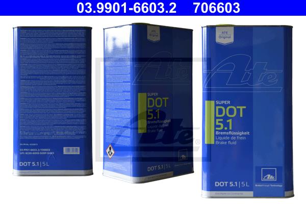 ATE ГАЛЬМІВНА РІДИНА. DOT4 5L (SUPER DOT5.1) 03.9901-66