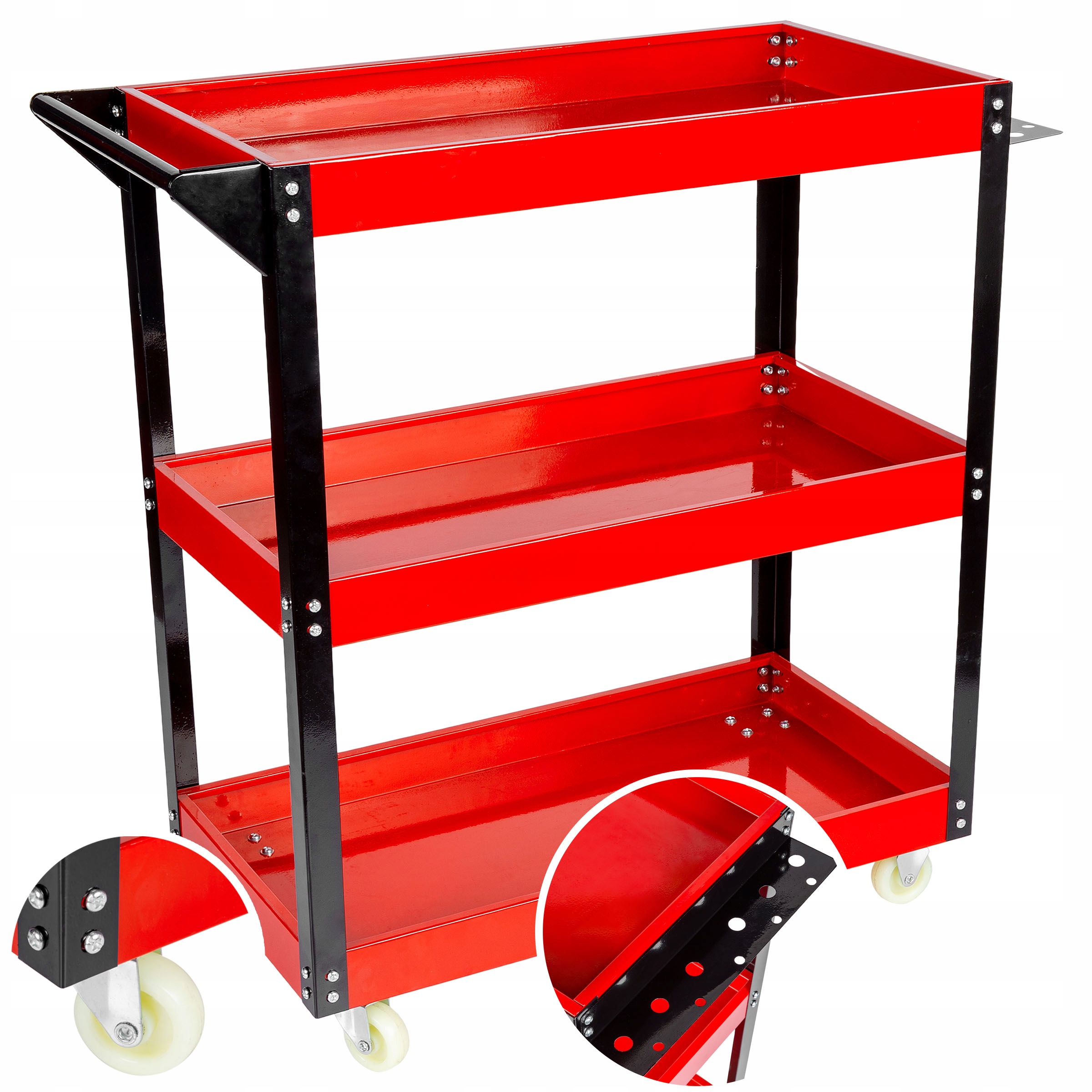 WÓZEK WARSZTATOWY NARZĘDZIOWY SERWISOWY TRZYPÓŁKOWY SZAFKA KOŁA 3 PÓŁKI