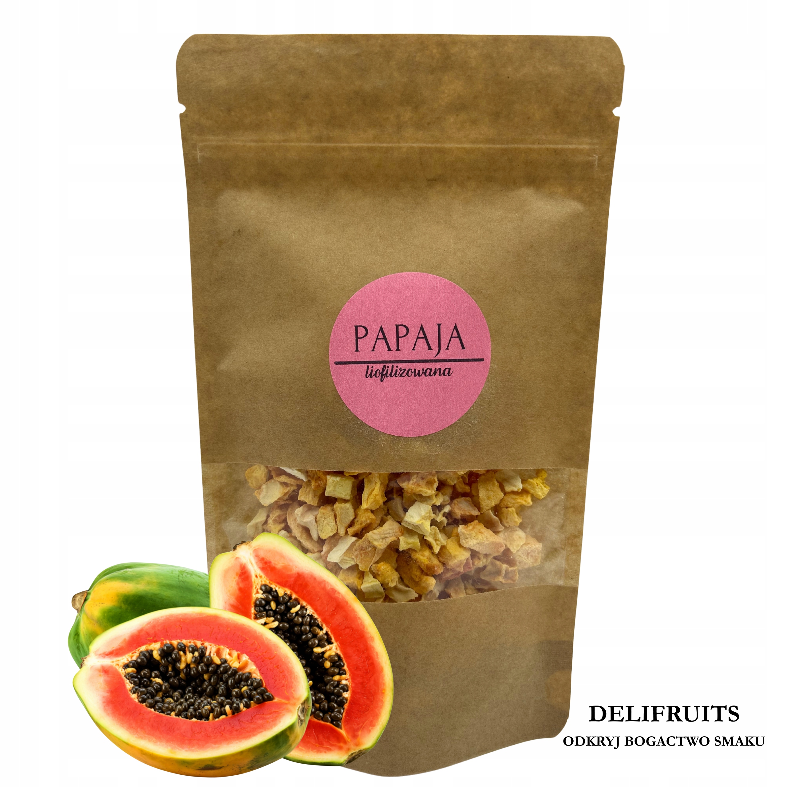 Lyofilizovaná Papája 500G Delifruits Drcené Křupavé, Zdravé Ovoce