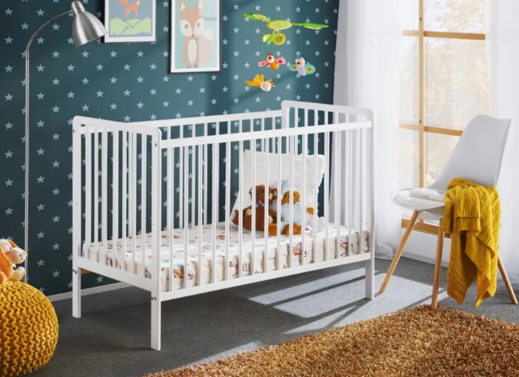 Łóżeczko dziecięce białe COPI II AM + materac