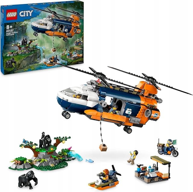 Lego 60437 Helikoptéra pro výzkumníky džungle na základně, dvourotorová, s navijákem
