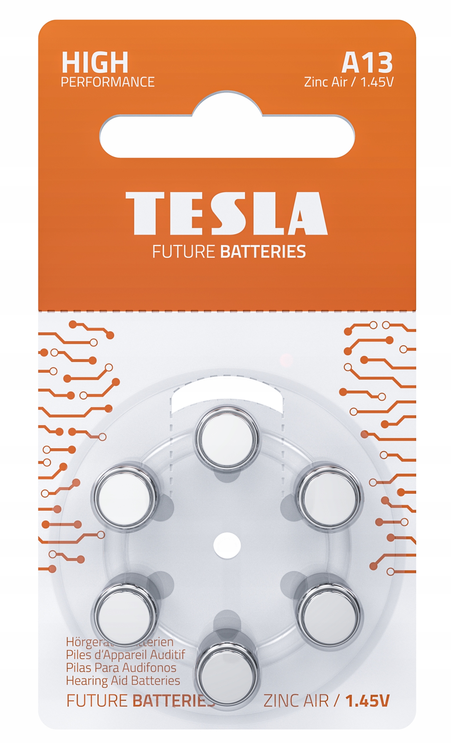 Baterie do aparatu słuchowego Tesla A13/PR48/1,45V