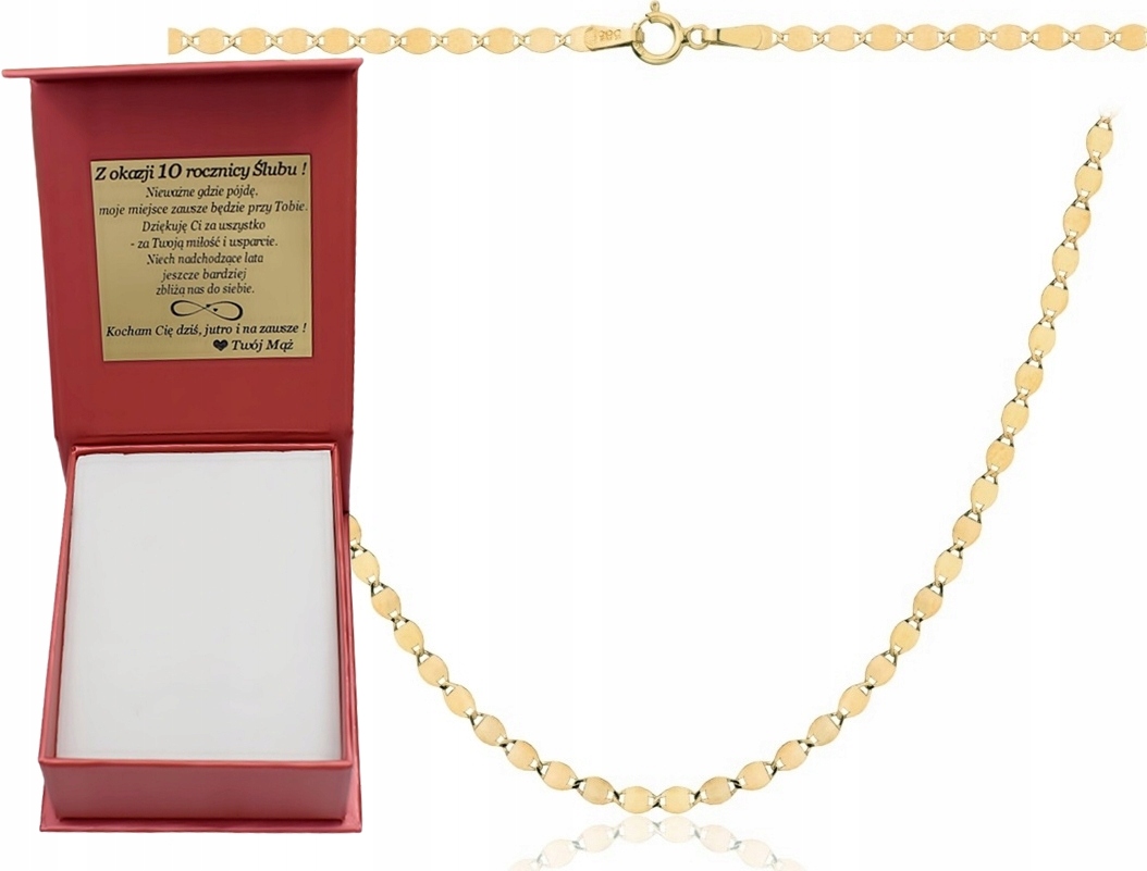Łańcuszek Złoty Damski Diamentowany 2,20 mm Blaszki pr 585 Grawer
