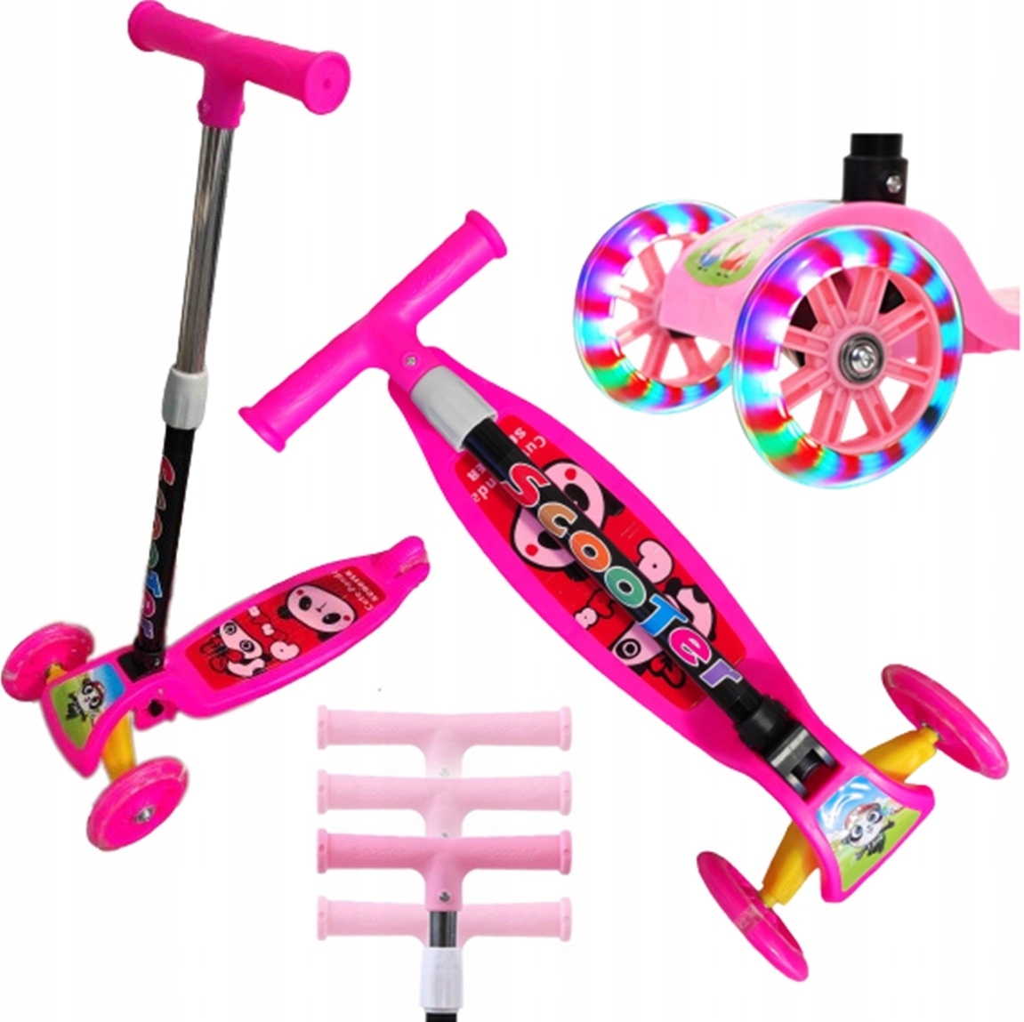 HULAJNOGA DLA DZIECI TRÓJKOŁOWA SKŁADANA KOŁA LED