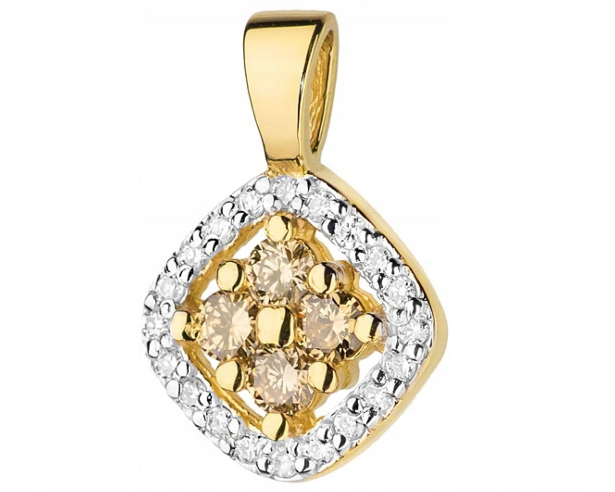 Zlatý přívěsek s hnědými brilianty 585 diamant