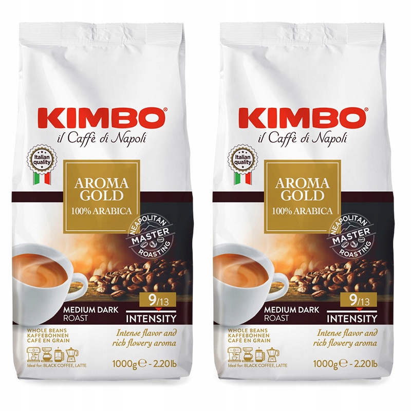 KawaKimbo Aroma Gold 1kg x2 ziarnista Arabica palona oryginalna 2x 1000g