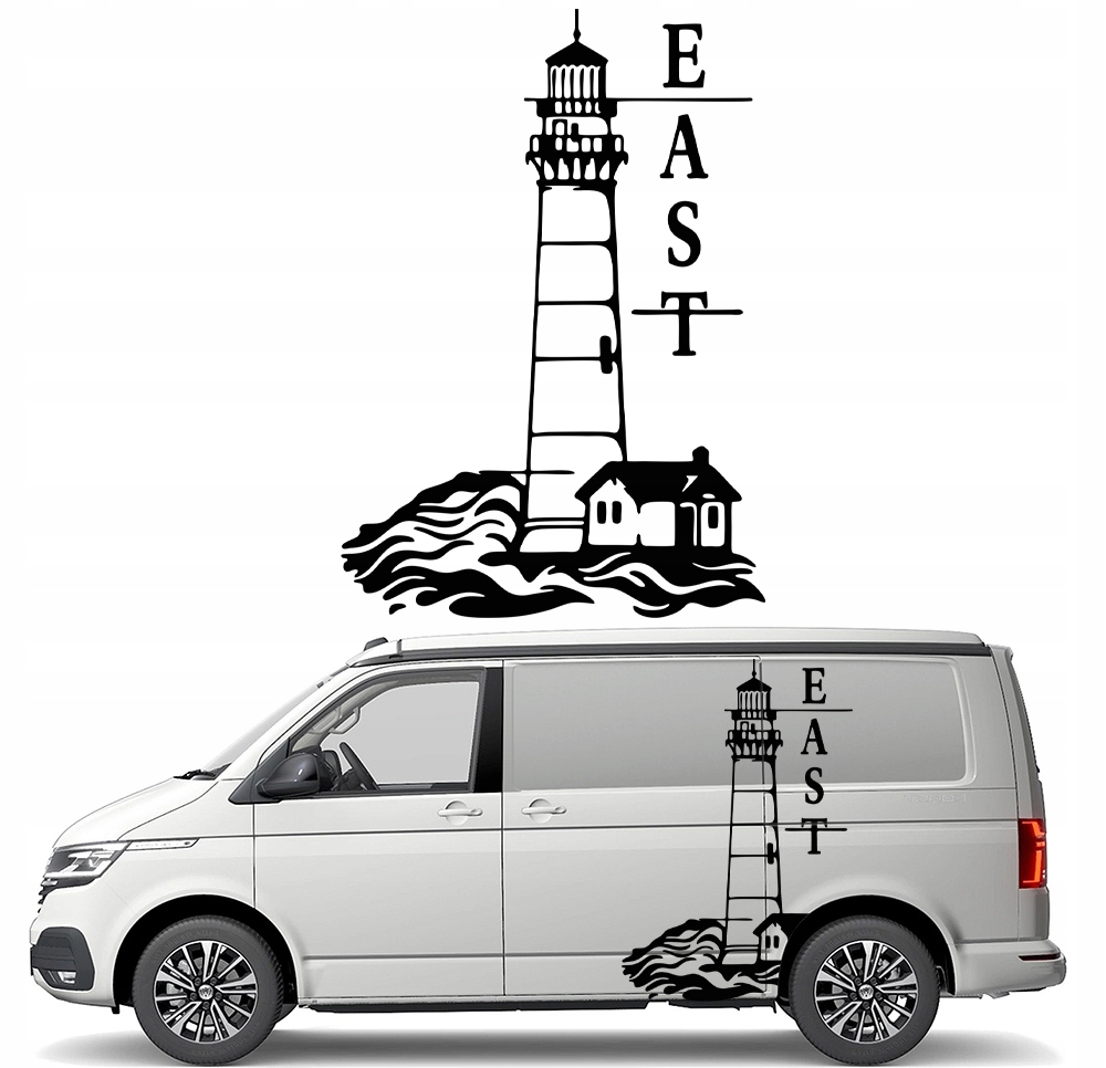 Samolepka Grafika na karavan auto Maják East West Moře 90x130