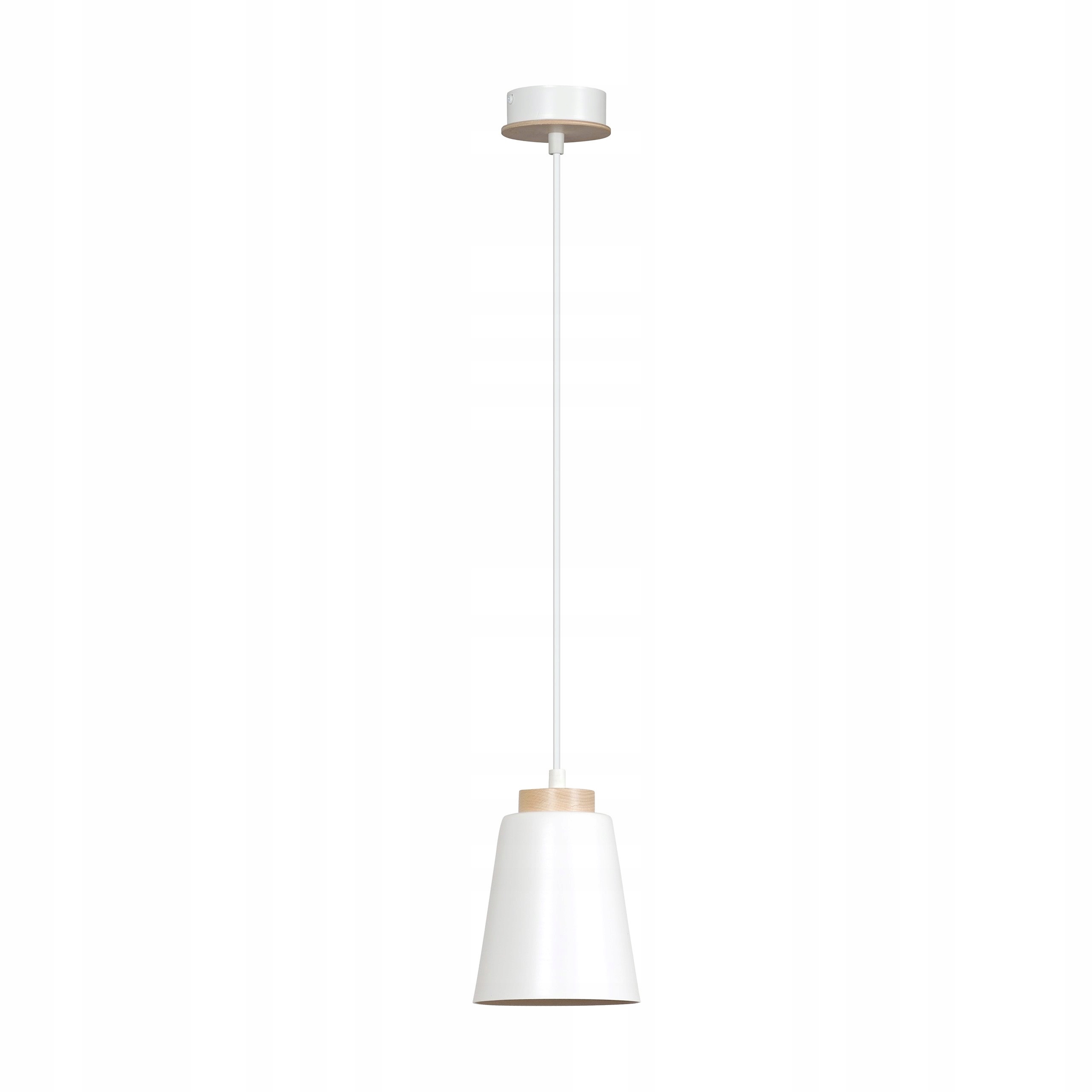 Závěsná lampa Bolero jednobarevná bílá skandinávská dřevo do jídelny boho