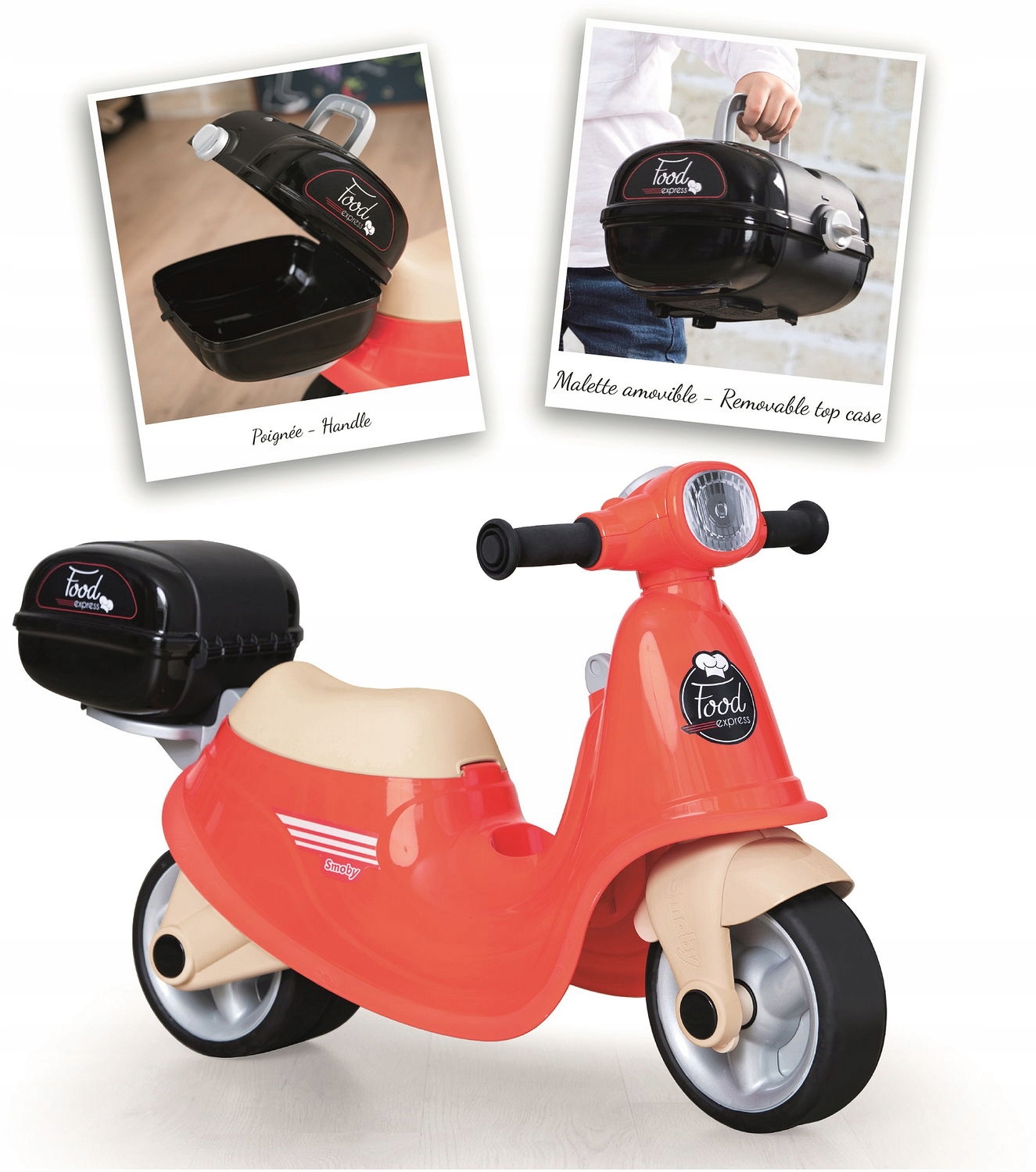 

Skuter Retro Z Bagażnikiem Dostawca Jedzenia Smoby