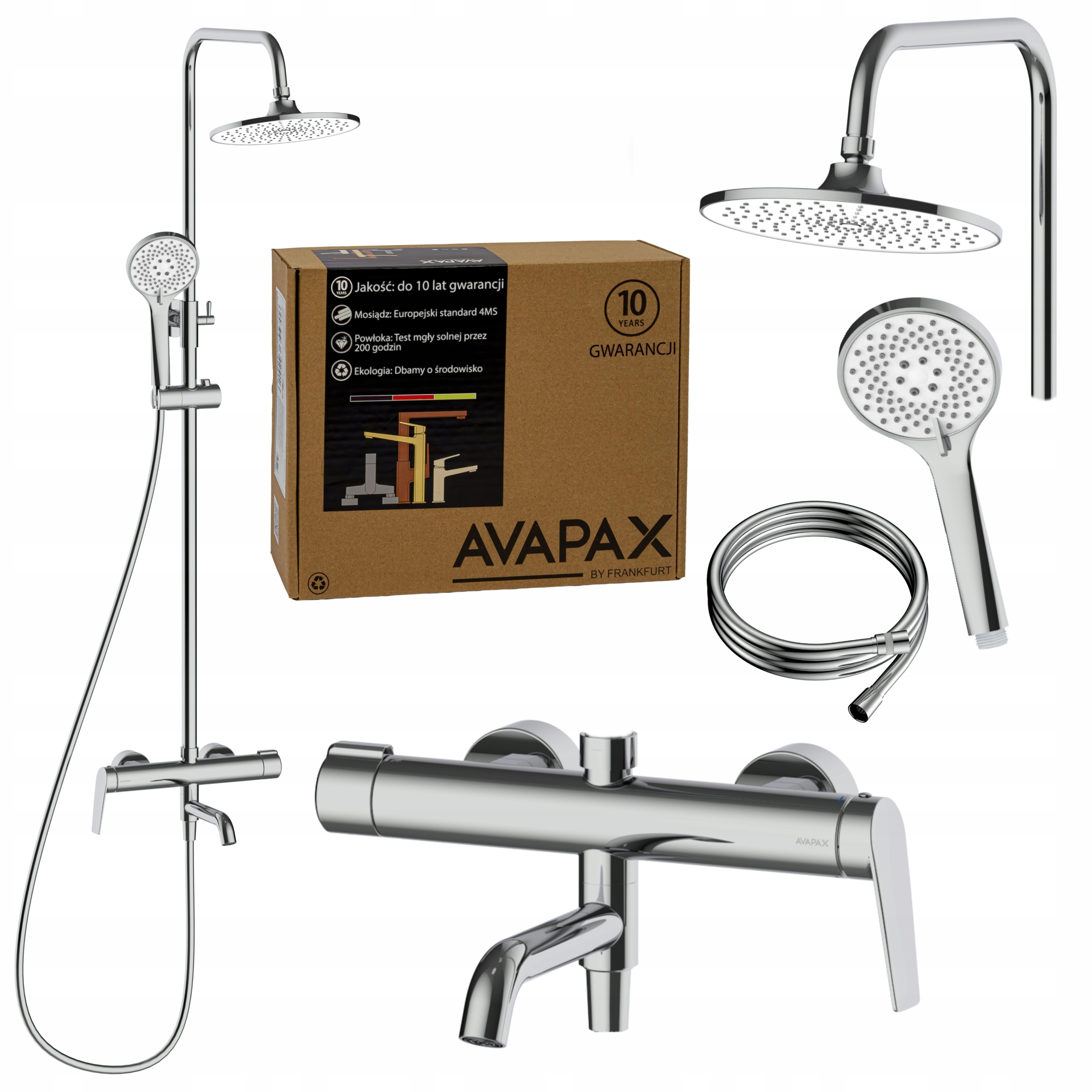 Sprchová tyč s nastavitelnou baterií na omítku, sada chrom Avapax