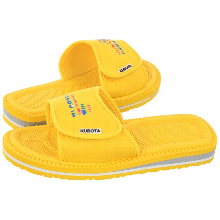 

Buty Kultowe Klapki Kubota na Rzep Tęczowe Zółte