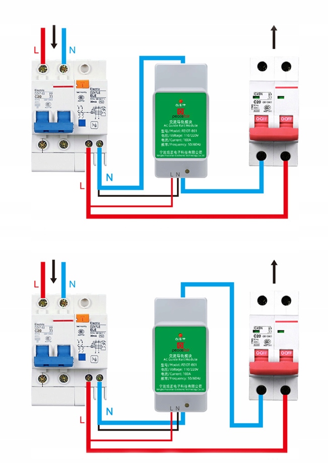 Licznik prądu energii mocy TUYA WiFi na szynę DIN Zasilanie sieciowe