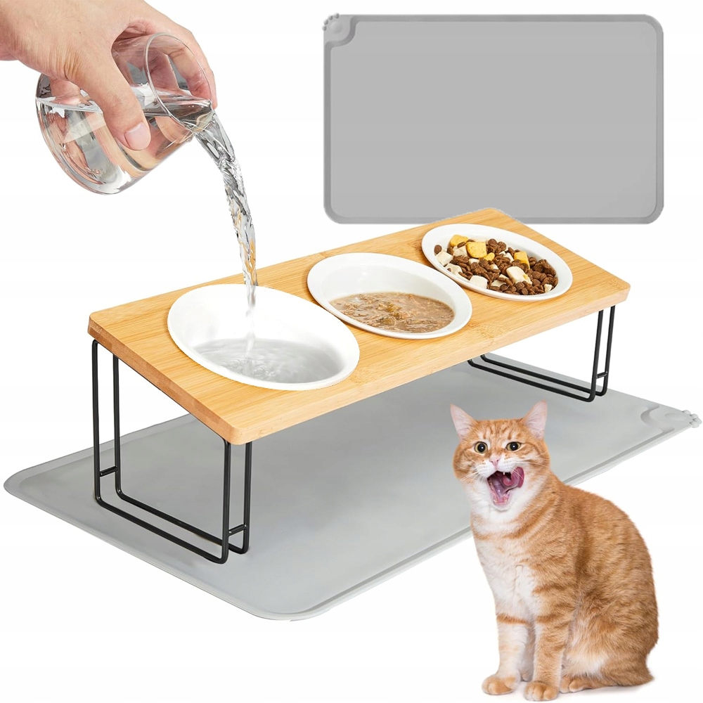 Levně Keramická Miska Na Stojanku Pro Psa Kočku Misky Silná Sada 3 Dílů