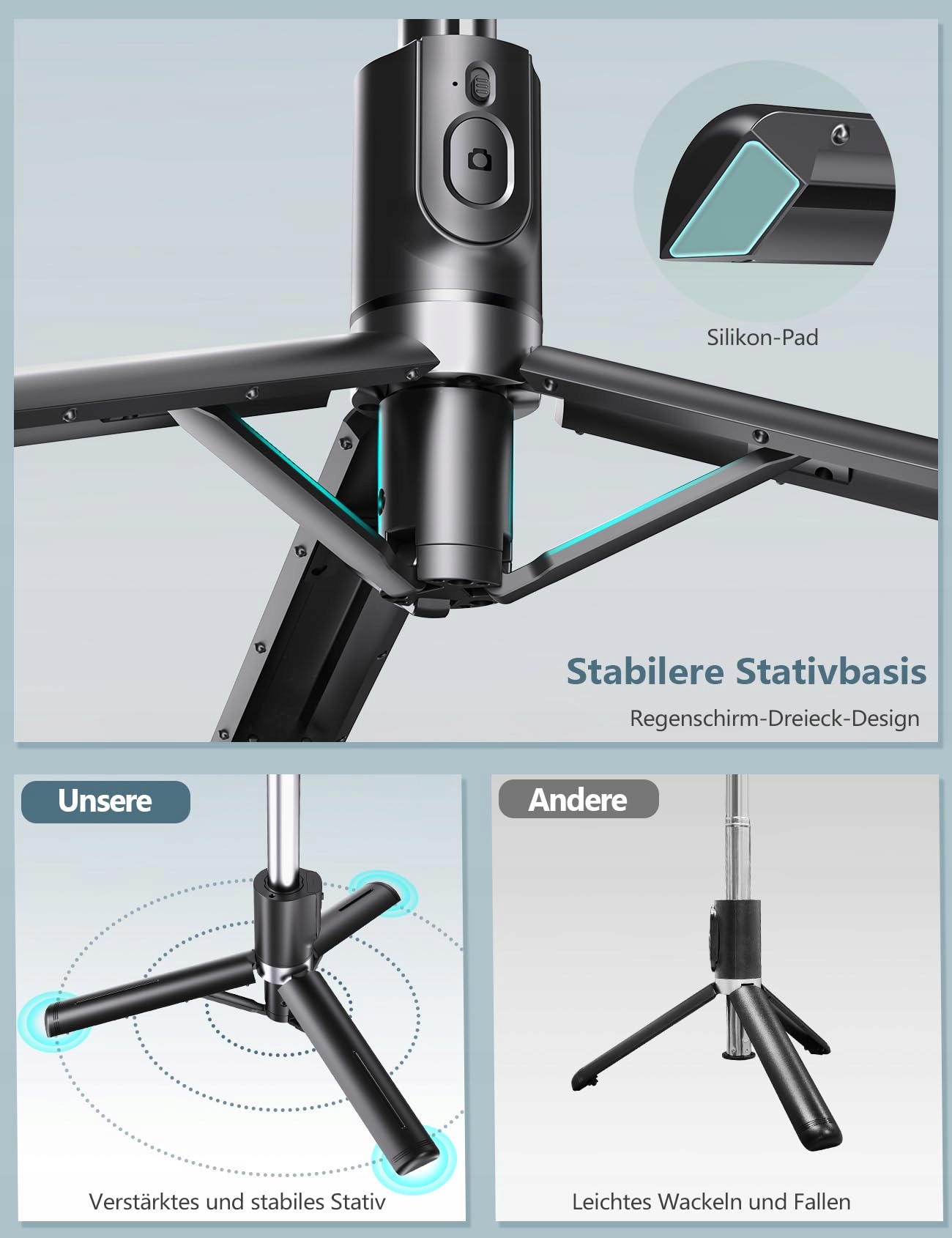 SELFIE STICK Stativ Z Lampą 114cm Do iPhone Samsung Android — miniatura 4