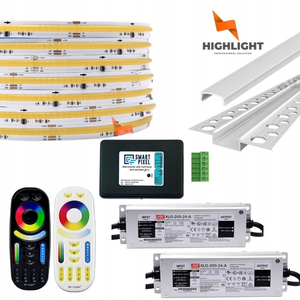 30m Sada Fasáda Led pásik Digitálny Cob Cct 11W 24V IP65+Strieborný profil